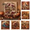Fall Theme Decorative Painting Autumn Faux Pearl Kit, DIY Pumpkin Turkey Art Thanksgiving Holiday Wall Decor Sunflower 3D Craft Kit for Handmade Home