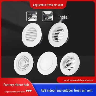 ABS Round Air Ventilation Duct: Indoor Fresh Air, White Exhaust Air Intake