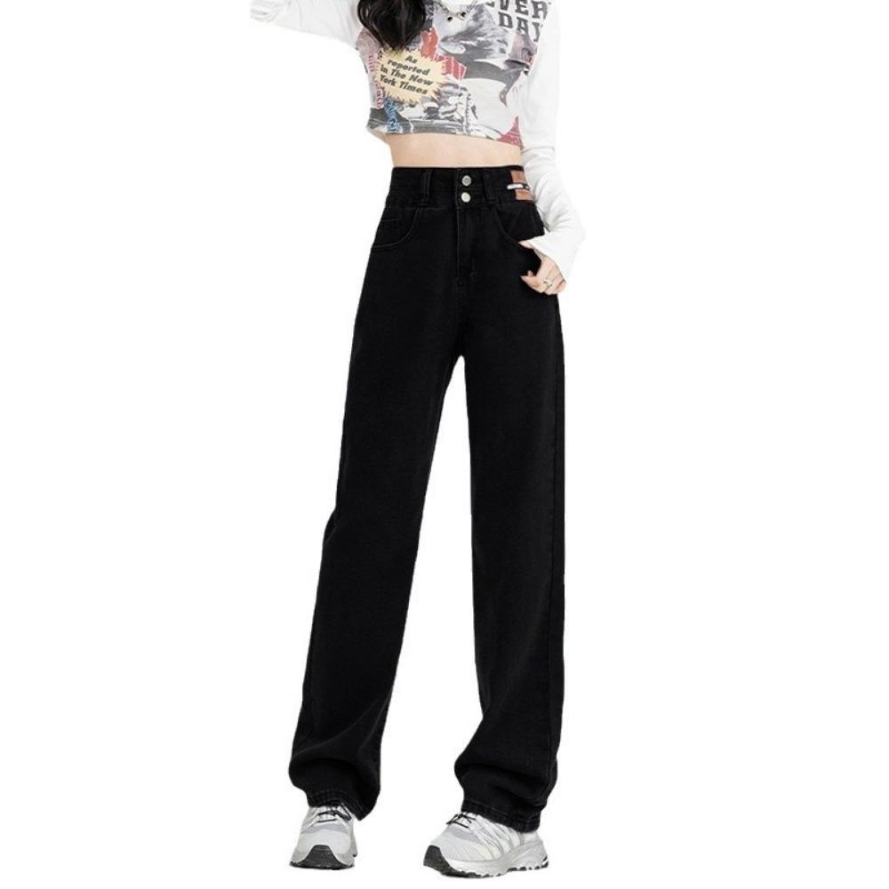 High Waist Wide Leg Jeans Women's Autumn New Small High Street American Retro Versatile Straight Mopping Pants