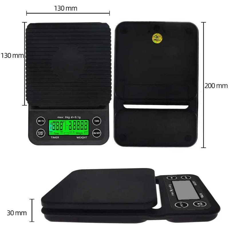 0.1-3000g Portable LCD Electronic Kitchen Scales V60 Coffee Accessories Weighing Balance Digital Coffee Scale