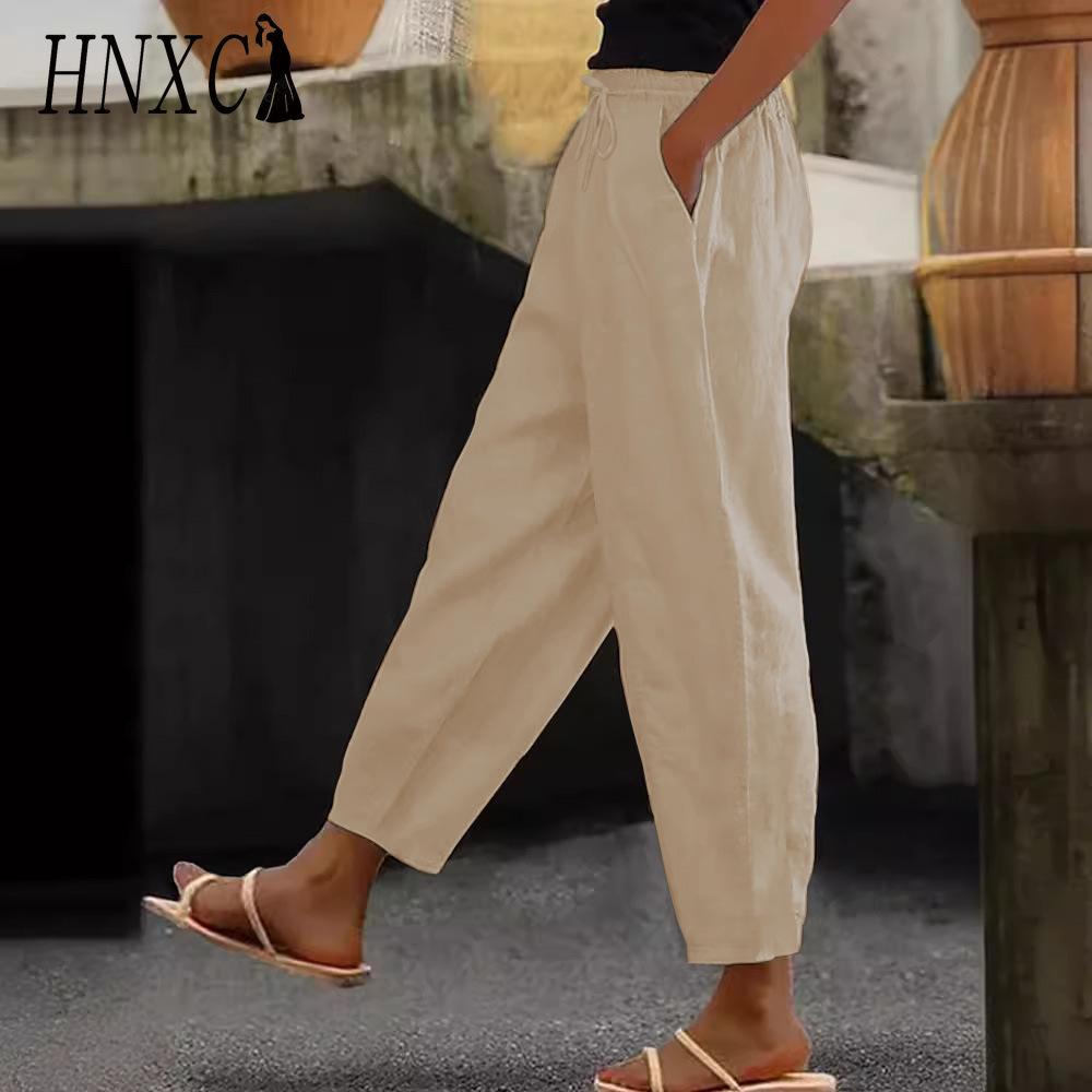 

HNXC Женские модные повседневные брюки и капри с однотонным принтом XXXL бежевый