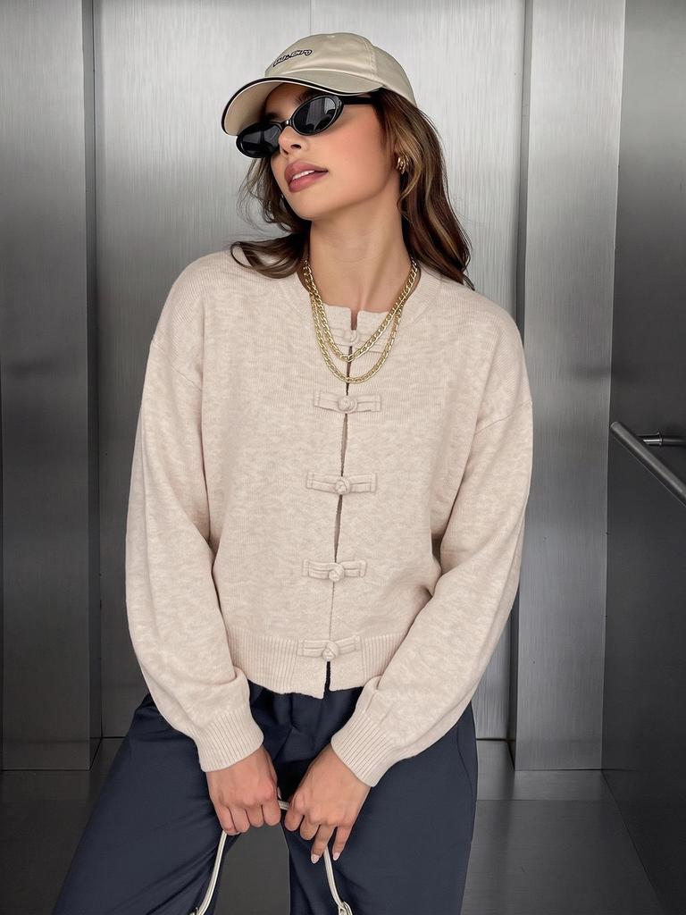 Retro Chinese Style Knit Cardigan for Women - Autumn/Winter 2026