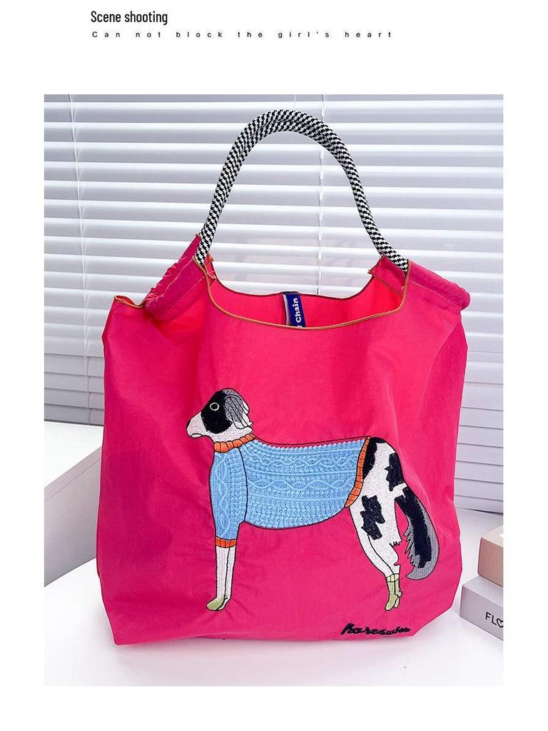 Women's Oxford Cloth Embroidered Handbag: Large Capacity, Nylon, Portable, Crossbody, and Shoulder Bag.