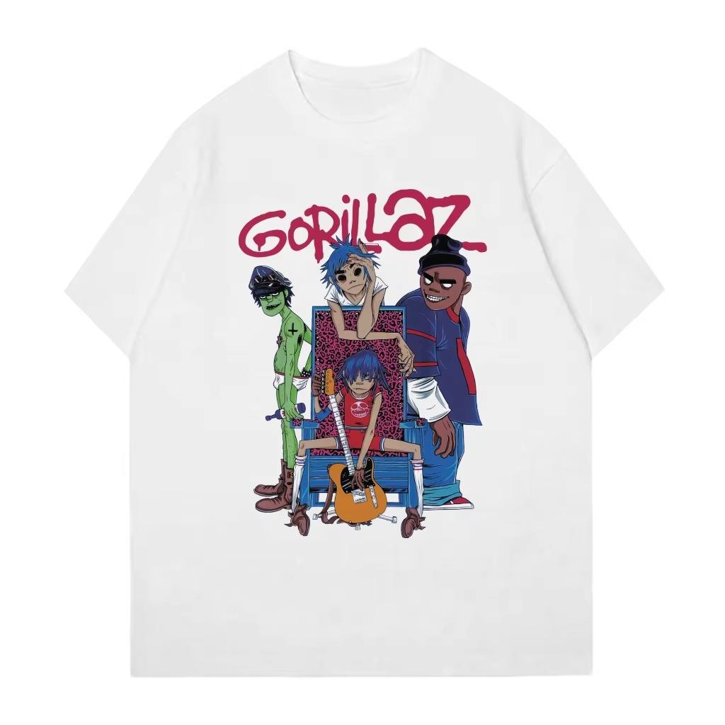 Summer Hot Sale Gorillaz 2-D Murdoc Niccals Noodle Russel Hobbs Graphic T-shirt Men Women Hip Hop Y2K Gothic Cotton Oversized T-shirts