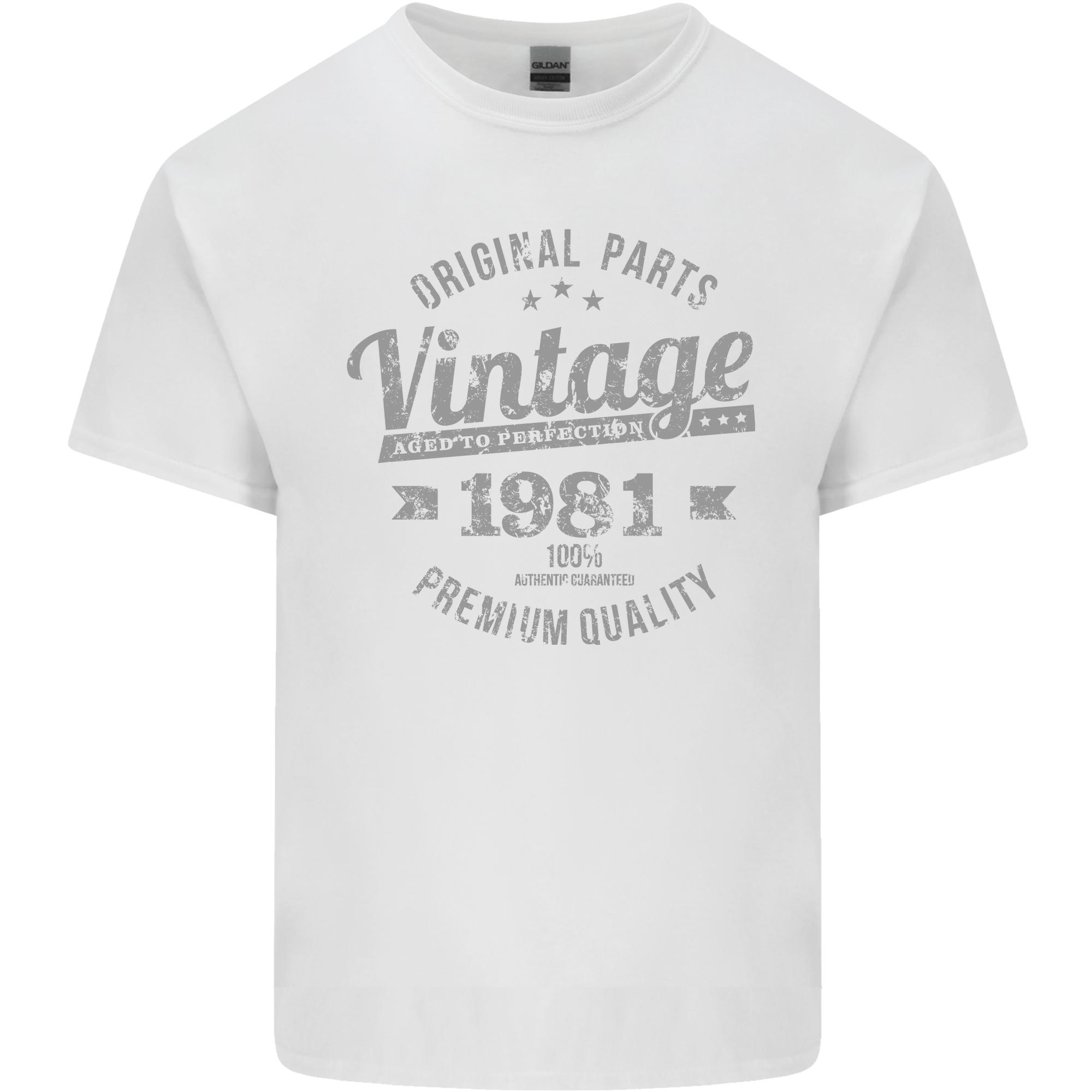 Vintage Year 45th Birthday 1981 Unisexs Light Cotton TShirt White S