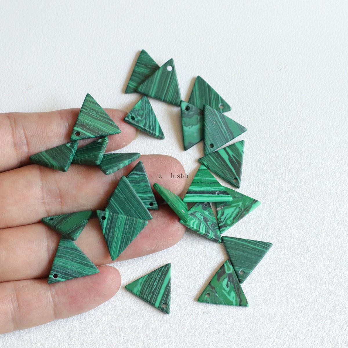 Malachite Triangle Charm Pendant Earring & Hairpin DIY Jewelry Accessory