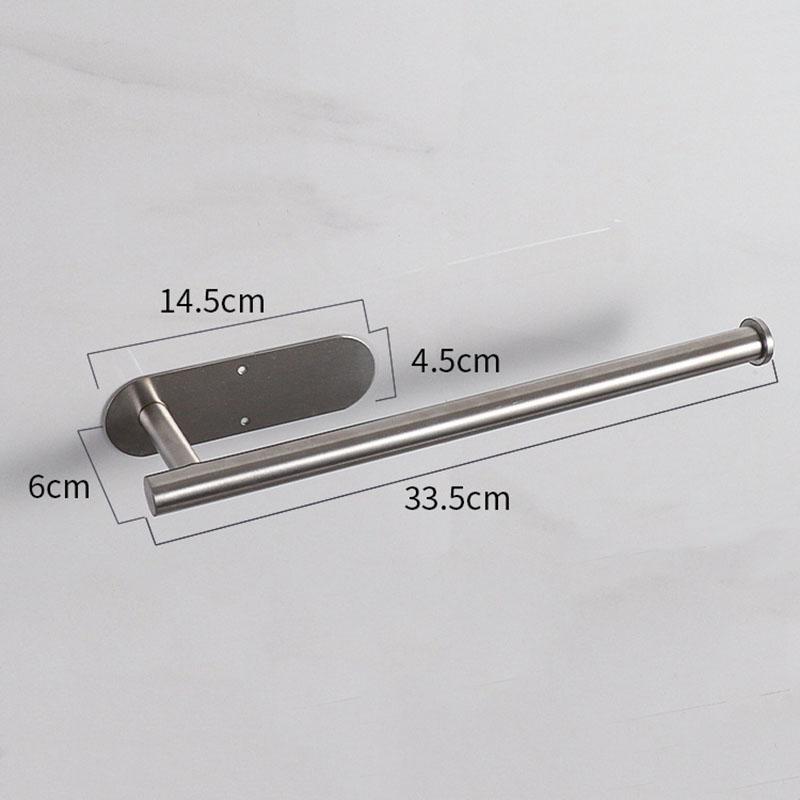 Stainless Steel Kitchen Paper Towel Holder No Drill Adhesive Wall Mounted Black Metal Bathroom Roll Paper Dispenser