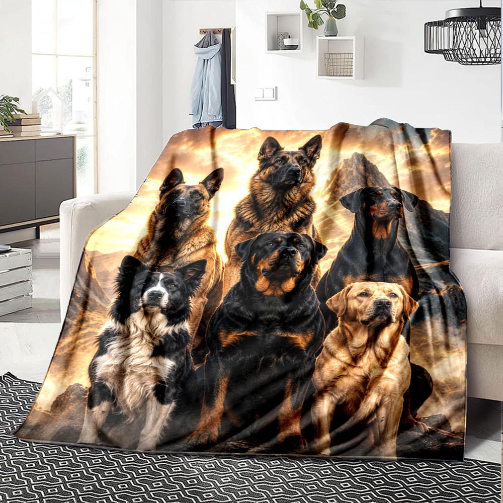 Dogs Print Flannel Blanket High Quality Warm Comfortable Cover for All Seasons Perfect for Gifts Home Decor