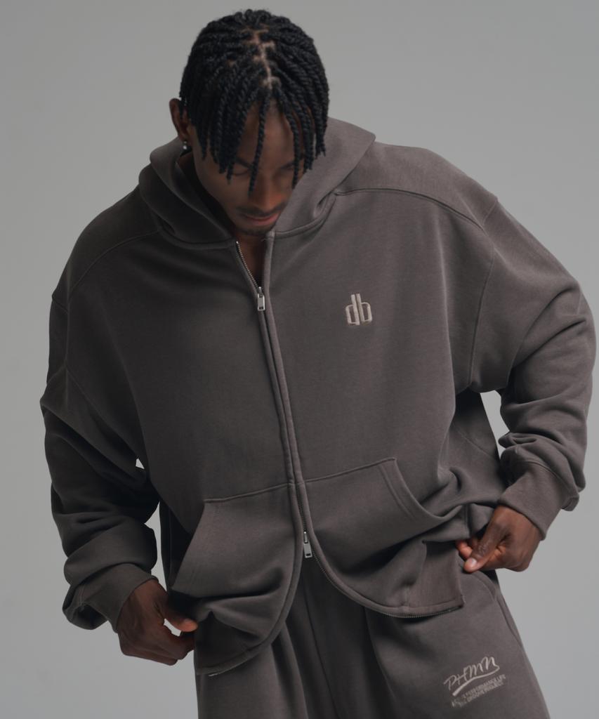 Phermenon [Set] Pigment Oversized Cut 2-Way Zip-Up Hoodie + Pigment Oversized Wide String Jogger Pants (3 Colors)