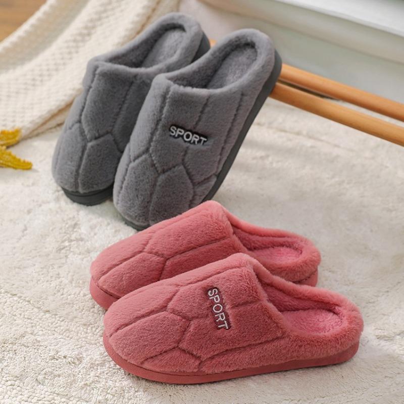 Cotton slippers women's winter home household indoor warm non-slip thick bottom couple hair slippers men's autumn and winter
