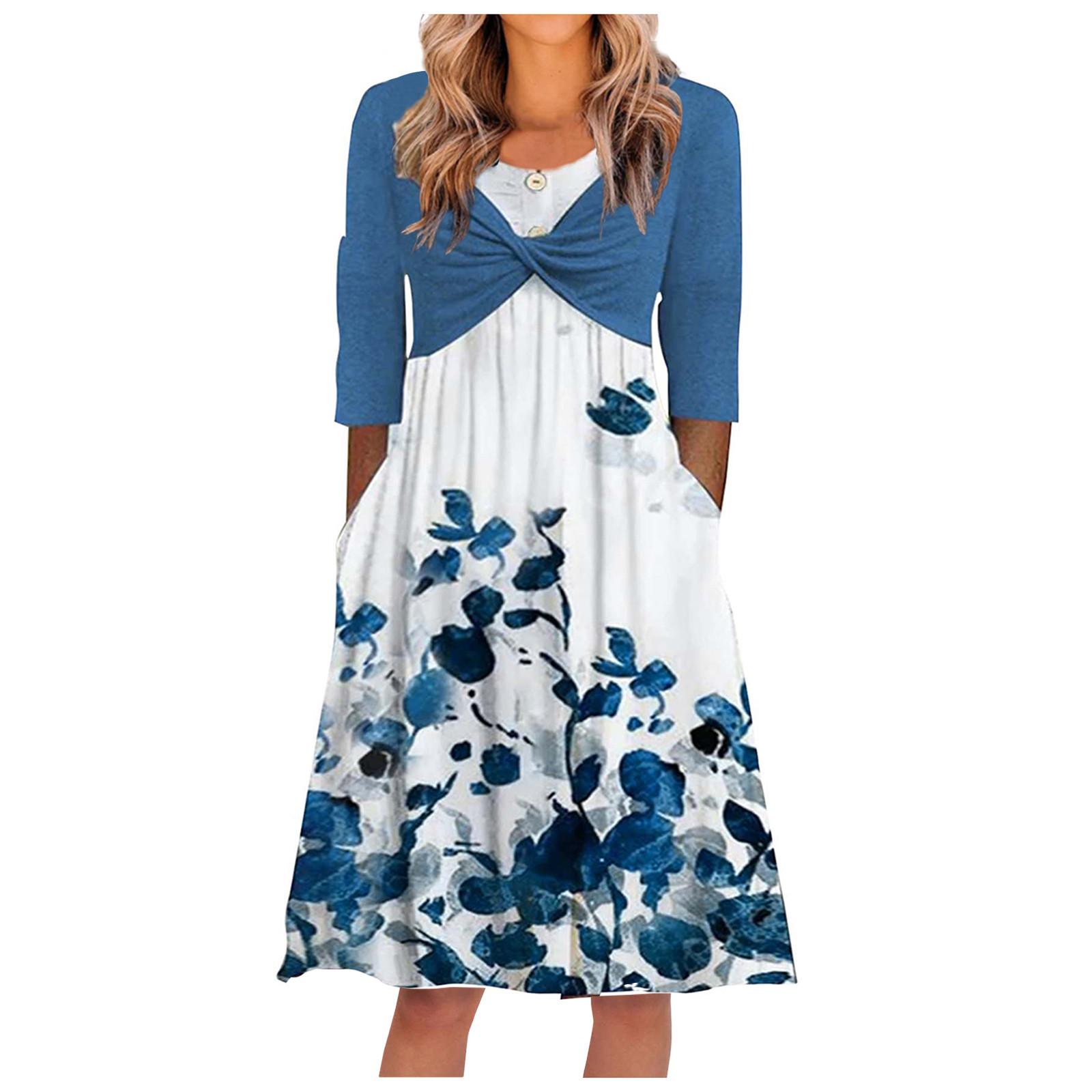 

Женское красочное богемное платье макси с цветочным принтом и рукавами три четверти, повседневное свободное летнее платье для пляжного отдыха, струящееся платье с карманами XL белый