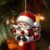 Christmas Santa Ornament 2D Acrylic Cartoon Santa Claus Xmas Tree Ornament for Holiday Tree Door Window Car Hanging Decor