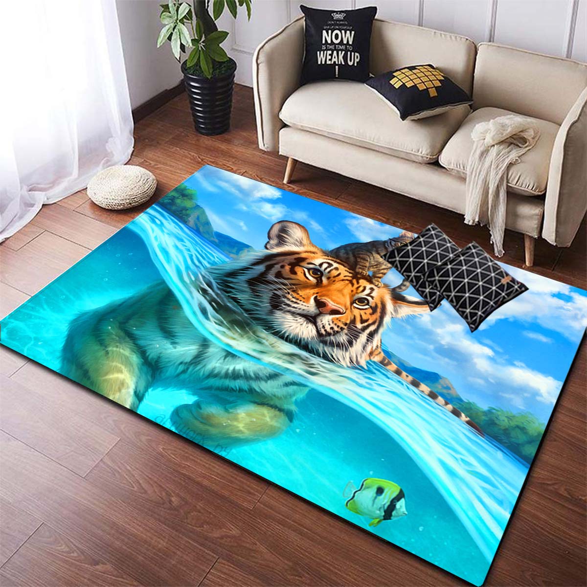 

Tiger Нековзкий килим Килимок для кімнати Підлога у ванній Водонепроникний килим Килимки для спальні Килимки для вітальні 160cm x 200cm