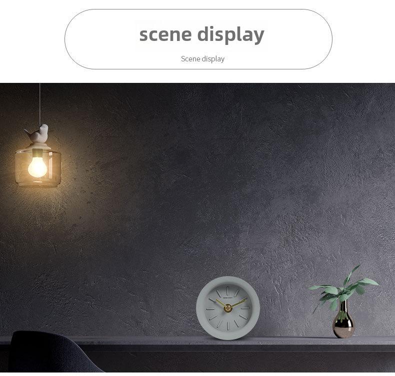 Industrial Style Concrete Desktop Clock with Brass Hand