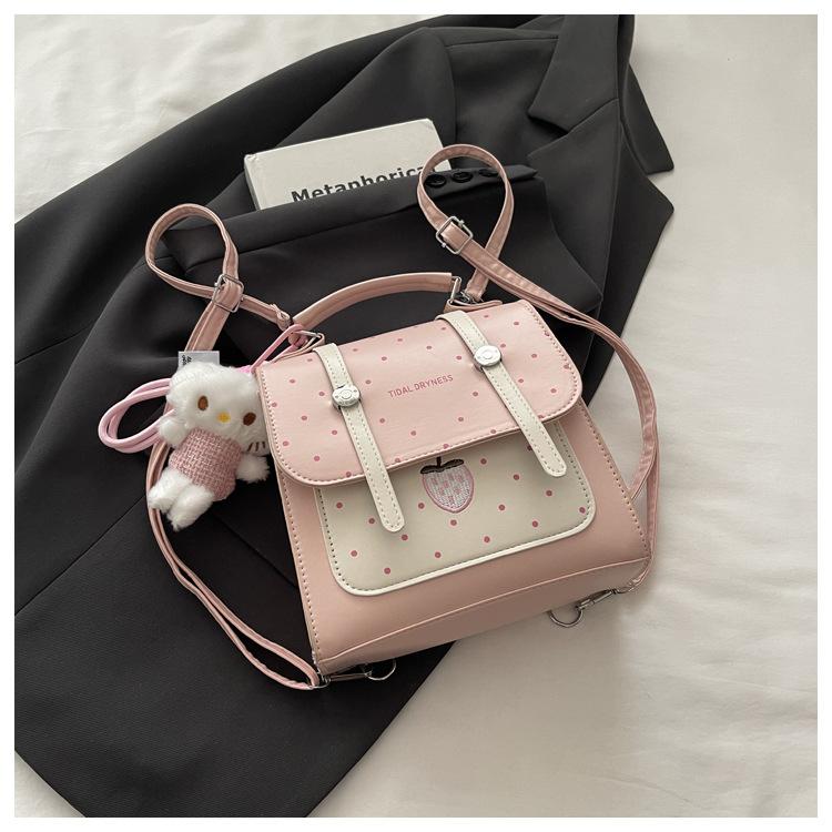 Schoolbag Simple Korean Version Niche Backpack Women's 1011 New Fashion Versatile Portable Polka Dot Backpack Student Class Bag
