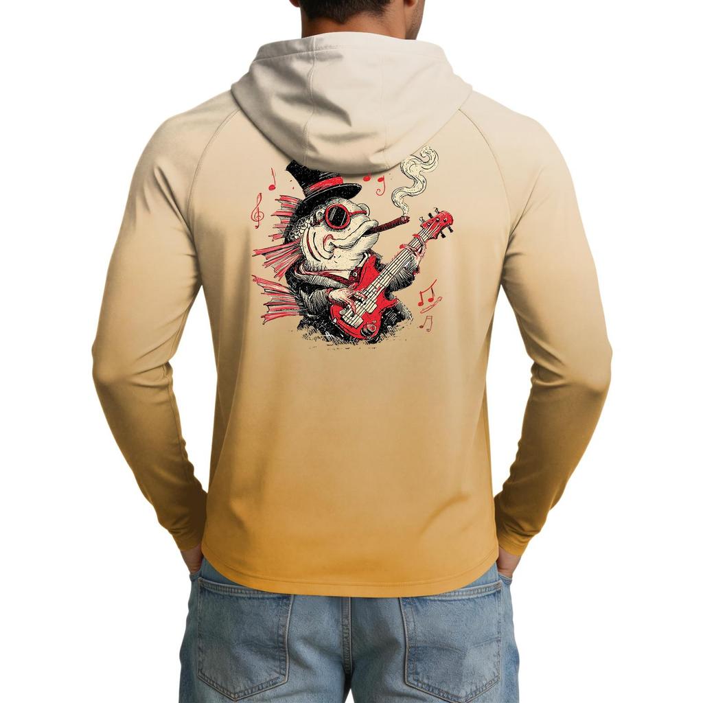 Men's UPF50+ Sun Protection Cooling Shirt Long Sleeve Hooded Outdoor Sports Fishing Stretch Lightweight Breathable Top