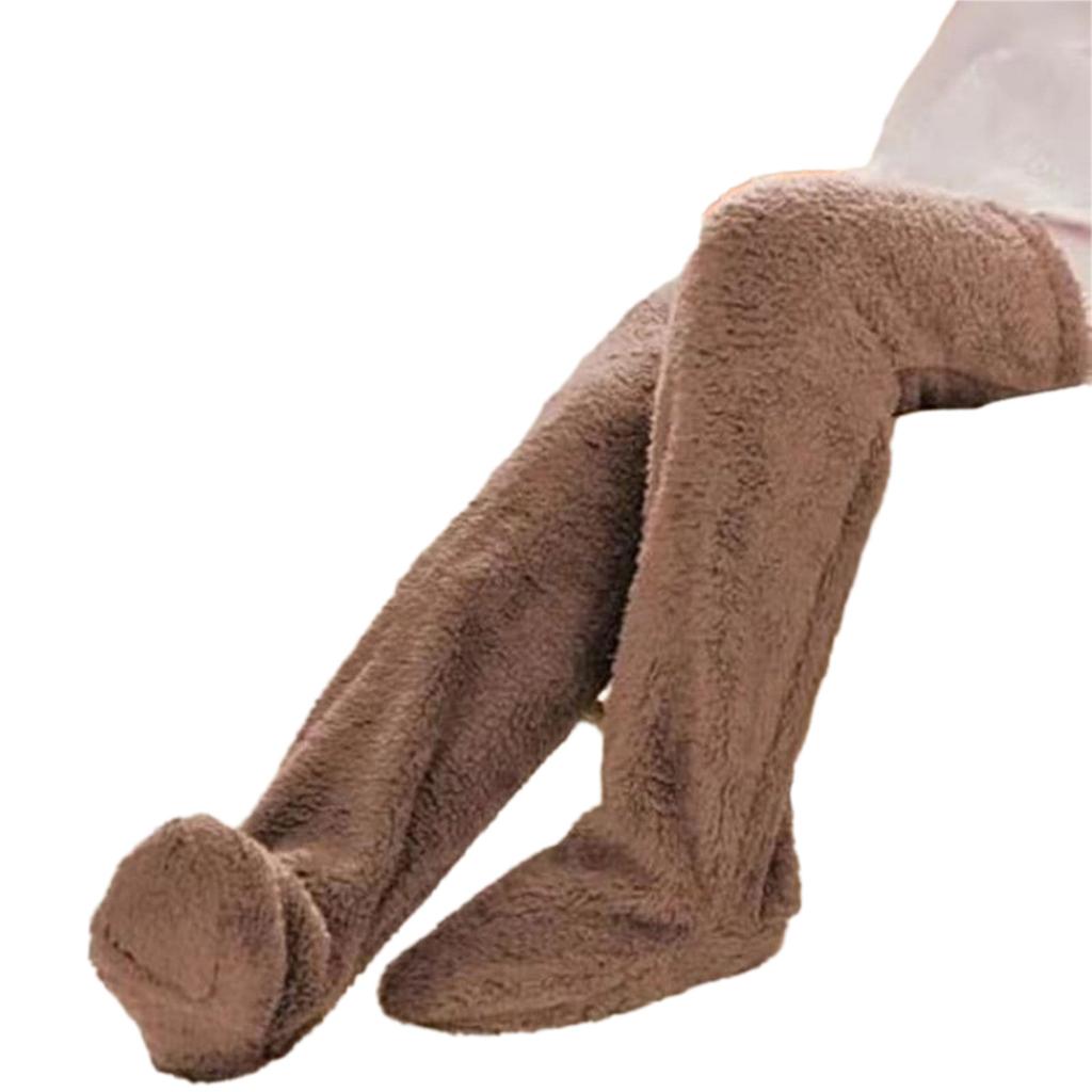 Womens Over Knee High Fuzzy Socks Cute Cartoon Thigh High Stockings Warm Solid Color Leg Warmers Christmas