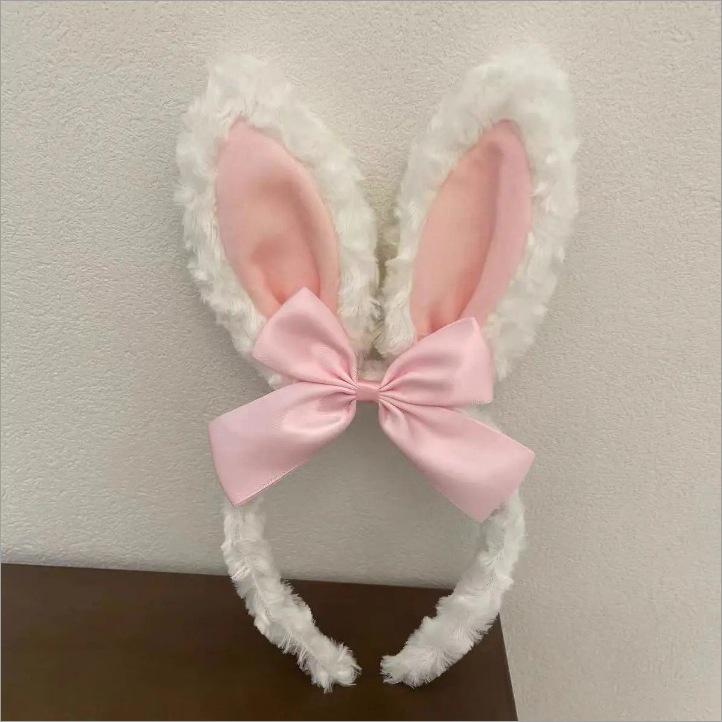 Women's Plush Heart-Eared Rabbit Headband: Cute Hair Clip & Face Wash Accessory