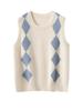 Women's Cashmere Color Block Sleeveless Crew Neck Vest - Stylish Thin Velvet Homewear