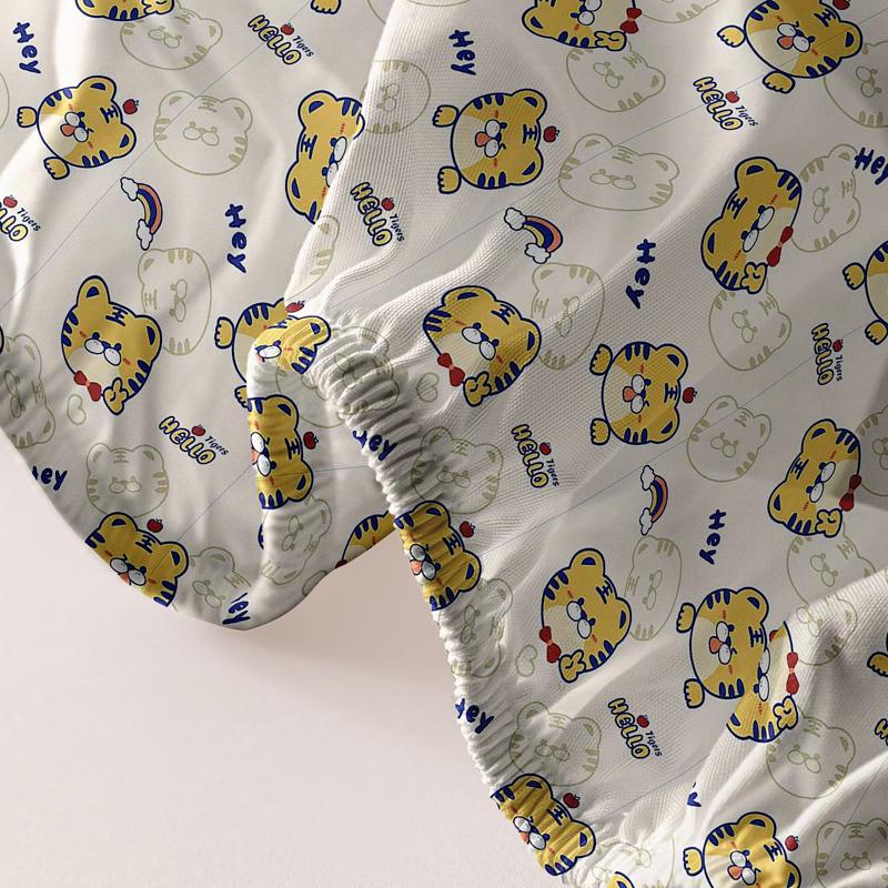 1 cartoon animal little tiger printed matte Fitted Sheet, bedroom printed bed cover, bedding (excluding pillowcases)