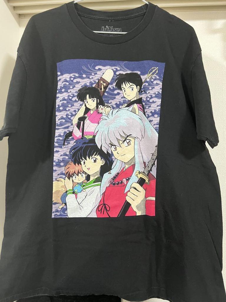 [USED] Inuyasha Anime T-shirt, Short Sleeve, Black, Size L, by Rumiko Takahashi, Published by Shogakukan, Published by Shonen Sunday