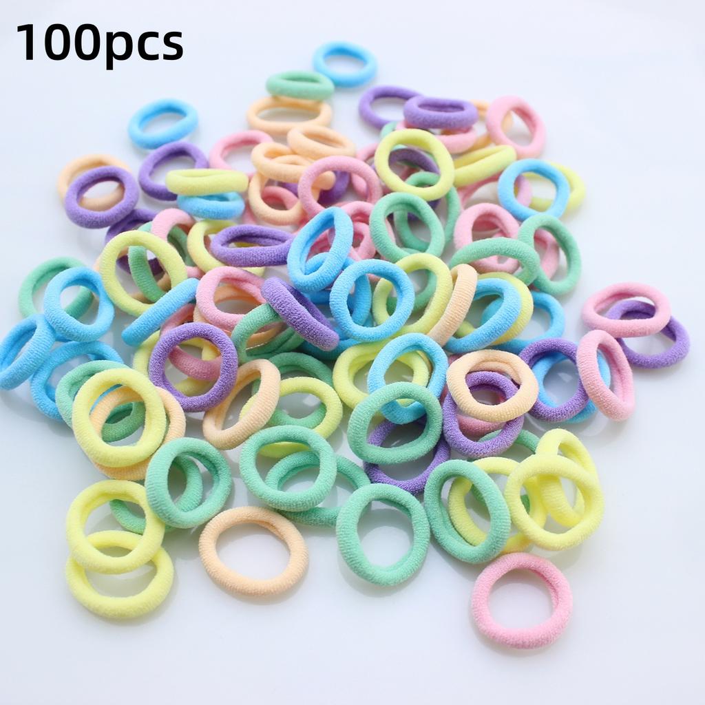 100 KS Barevné Základní Nylonové Elastické Gumičky do Vlasů pro Dívky na Držení Ohonu Scrunchie Gumička Dětské Základní Vlasové Doplňky