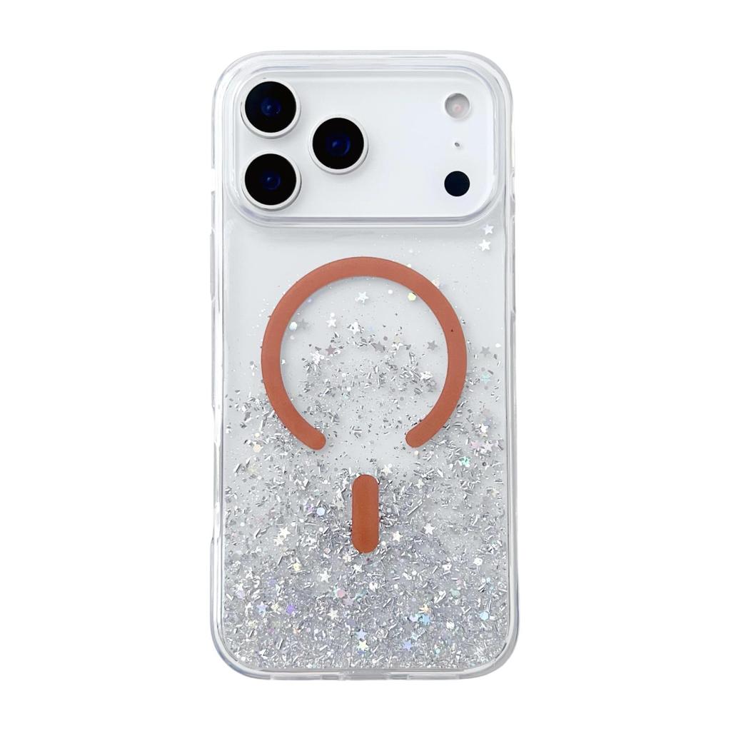 Epoxy Glitter Gradient Magnetic Case for iPhone 17 Pro Max, iPhone 15 & 16 Transparent Compatible.