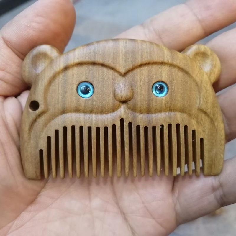 Argentinian Green Sandalwood Zodiac Animal Pocket Comb – Compact Wooden Handicraft for Women