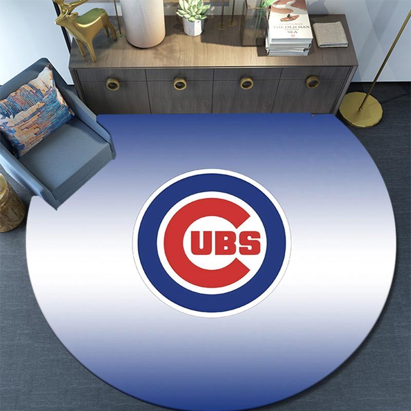 Chicago Cubs Round Area Rug,Carpet Rug for Living Room Bedroom Sofa Playroom Decor,Non-slip Floor Mat
