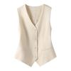 Women Vest Sleeveless Single-breasted Western Style Slim Fit Cardigan Suit Coat Pure Color V Neck Formal Business Style Lady Waistcoat