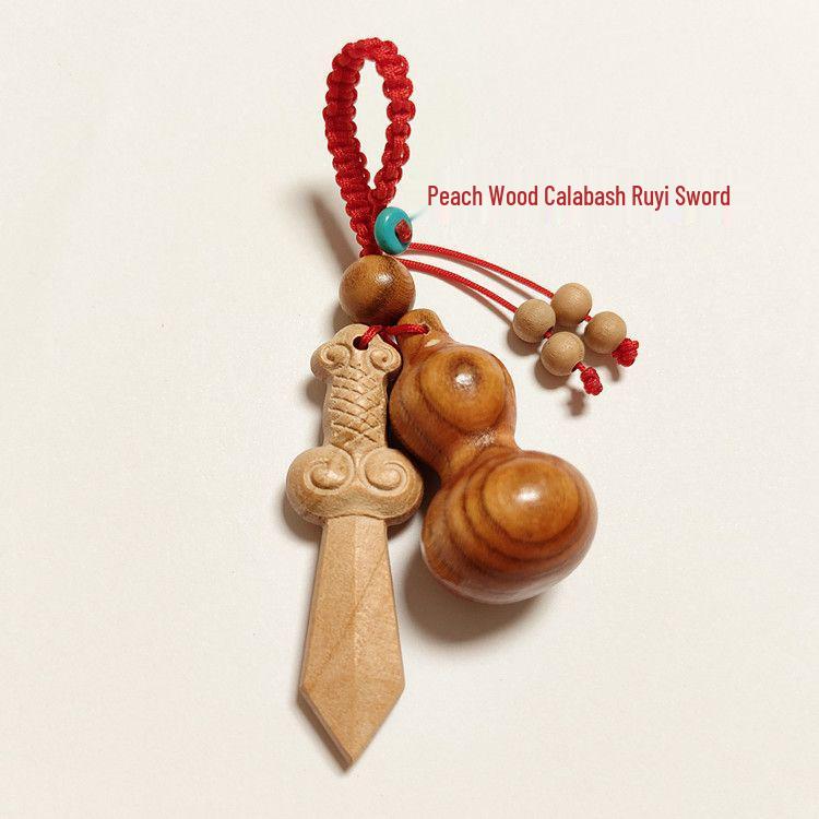 

Peach Wood Gourd Ruyi Peace Pendant - Baby Protection and Safe Travel Charm