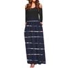 Womens Fashion Off Shoulder Print Long Sleeves Floor-Length Long Dress