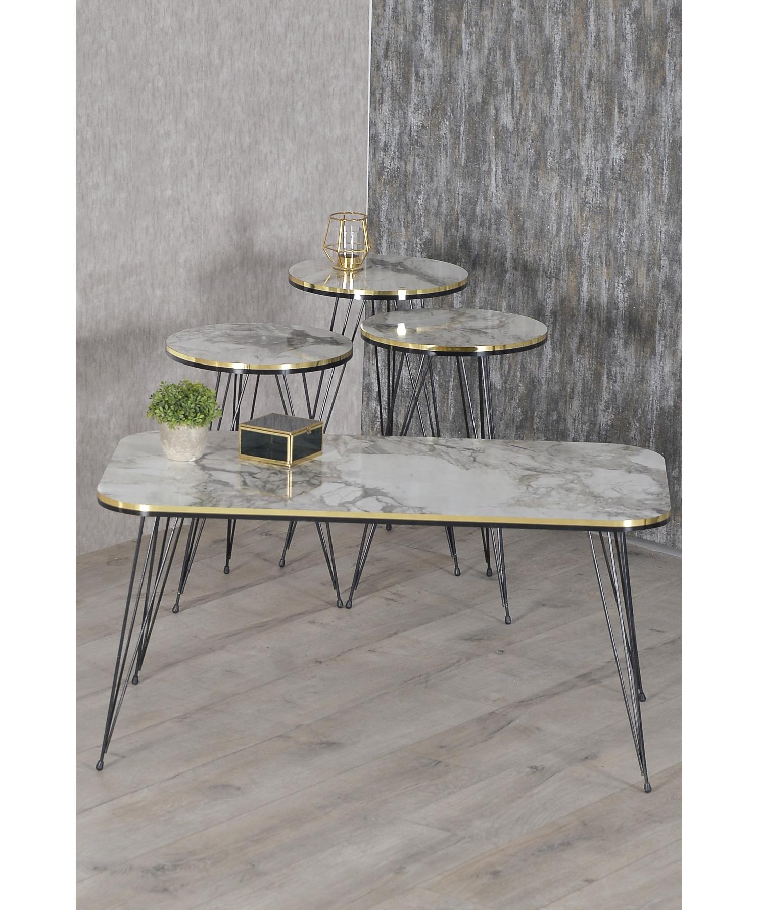 

Вложенный стол и центральный стол Kr Set Black Wire Leg Double Gold Ephesus