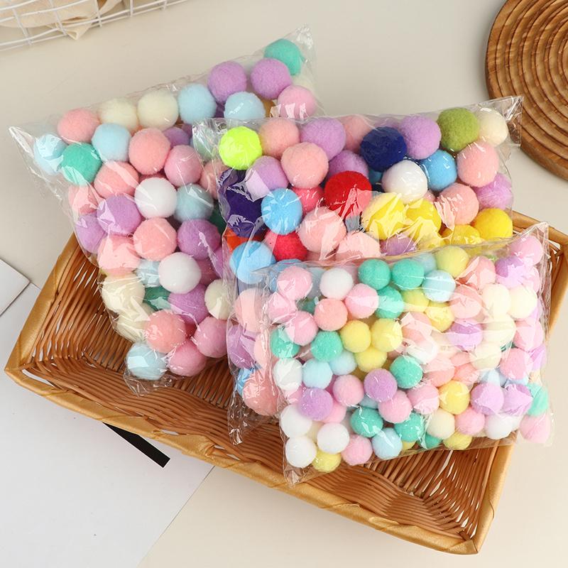 10-30MM Soft Fluffy Pom Poms 100Pcs for Kids DIY Craft Supplies Handmade Art Balls Decor Projects