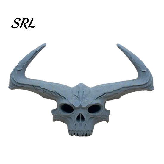 3D Printed Skull Decoration Giant Figurine, Gothic Flame Decor Statue, Halloween Party Sculpture for Home серый