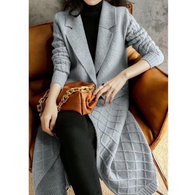 Knitted Cardigan Women's Solid-color Long Sweater Coat Casual Long-sleeved Sweater Windbreaker Coat