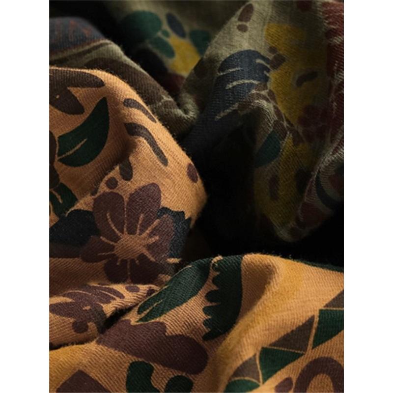 Kvinner Vintage Print Blomster T-skjorter O-hals Kortermede T-skjorter Sommer Bomull Løse Kvinner Uformelle myke T-skjorter