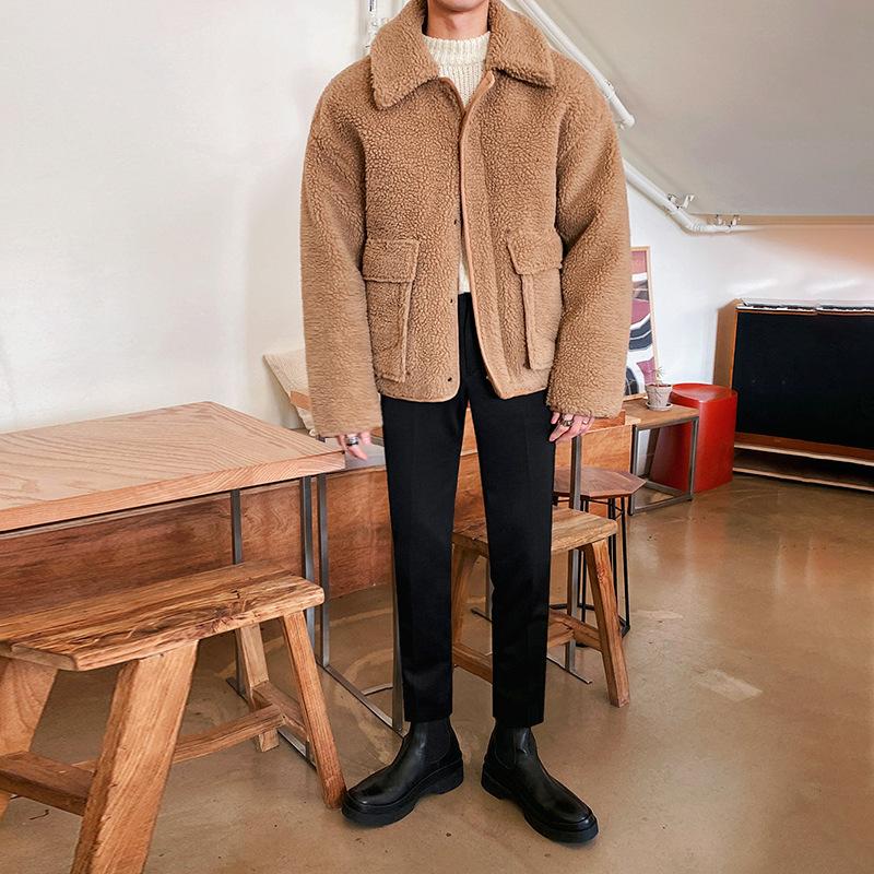 Lammwolle Baumwollmantel Herren Winter Verdickter Baumwollmantel Koreanischer Stil Trendy Polarfleecejacke Locker Lässige Baumwolljacke