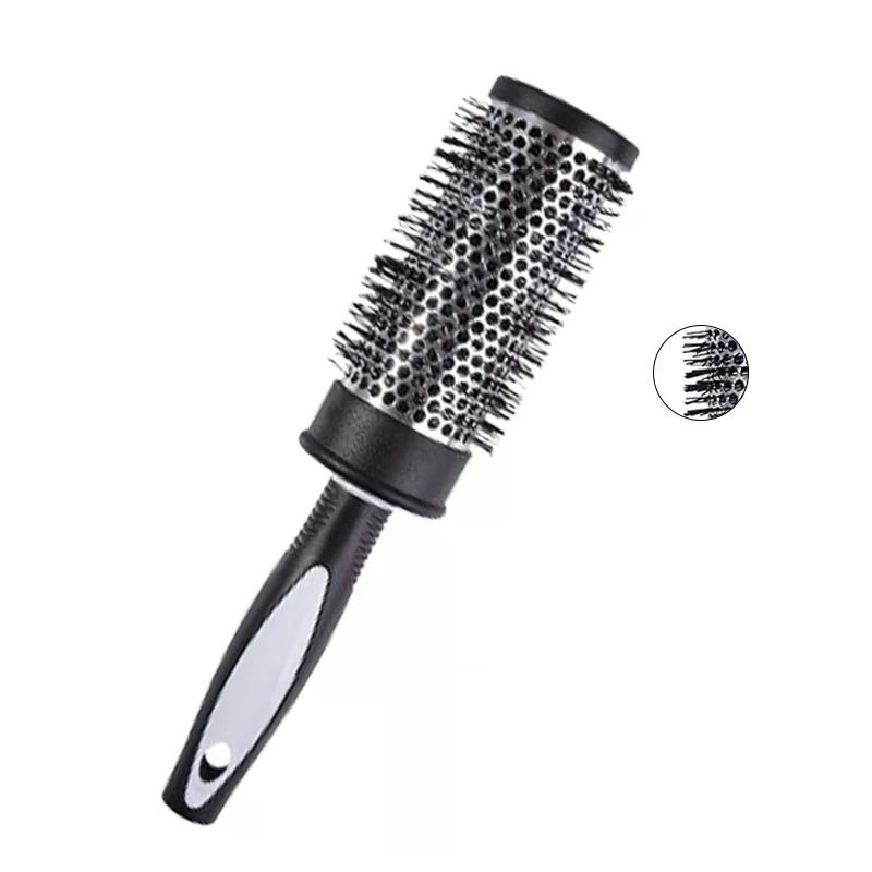 Round Curling Roller Comb Hair Styling Nylon Brush Thermal Aluminum Tube Barrel Hair Comb For Woman Man Hair Blowing And Drying