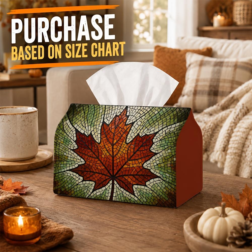 1pc Autumn Tissue Box Holder with Abstract Geometric Art Design - Maple Leaf Botanical Foliage, Durable Polyester, Ideal for Kitchen, Living Room, Bed