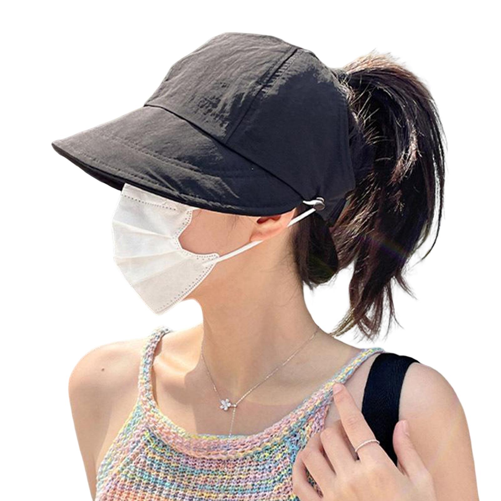 

Outdoor Quick Dry Visor Hat UV Protection Breathable Summer Sun Cap for Hiking Beach Garden Travel Women чорний