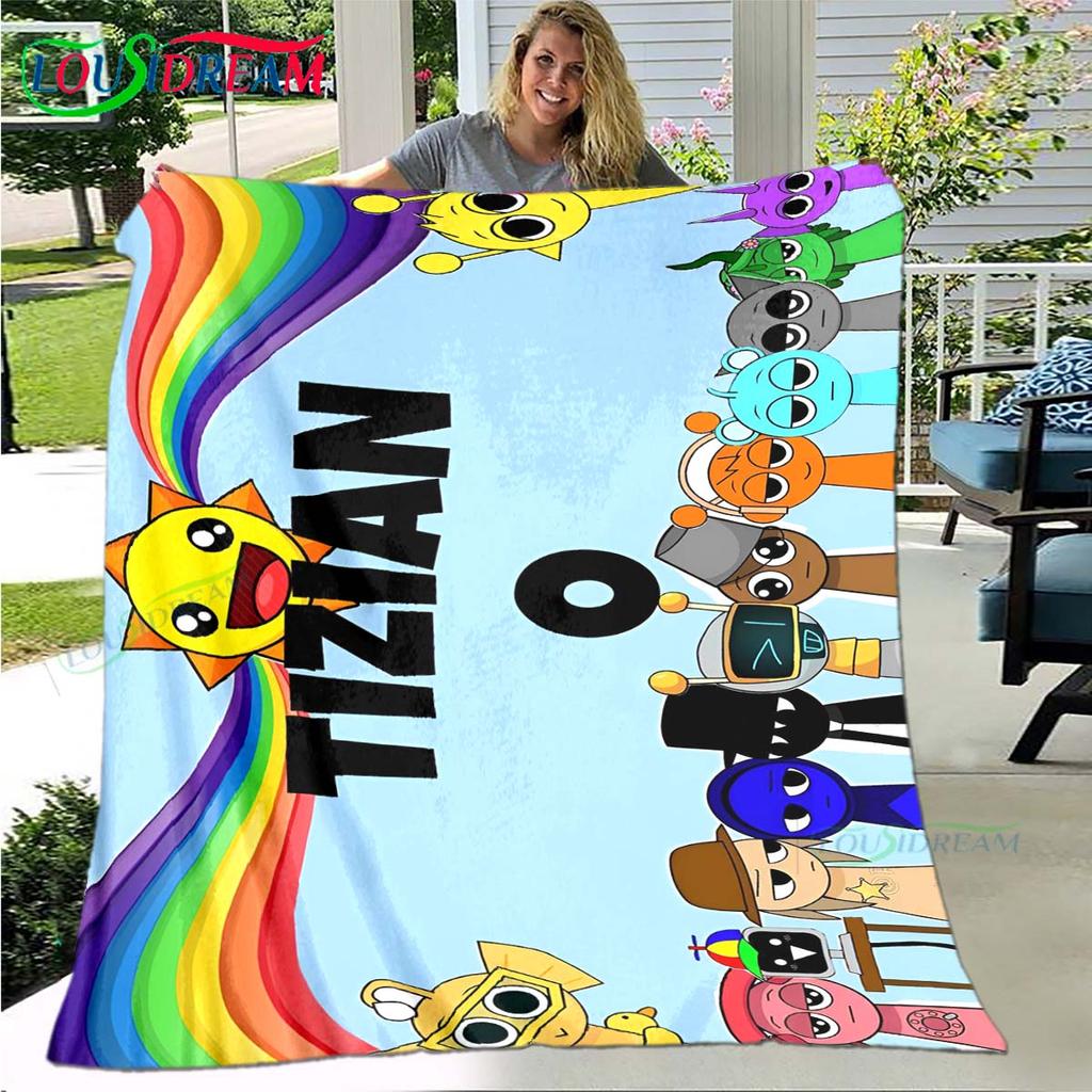 Fashion S-Sprunki Incredibox Game Four Seasons Blanket Sofa Cover Travel Bed Plush Blanket Travel Office Break Blanket Gift