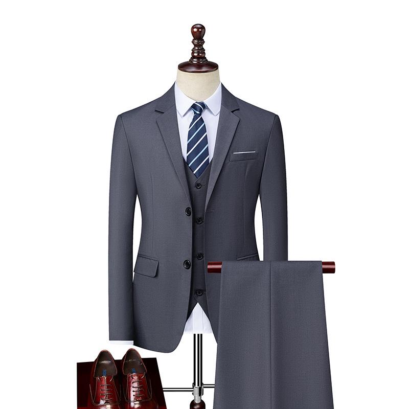 Men's Slim Fit Three-Piece Business Suit for Formal and Photography Events