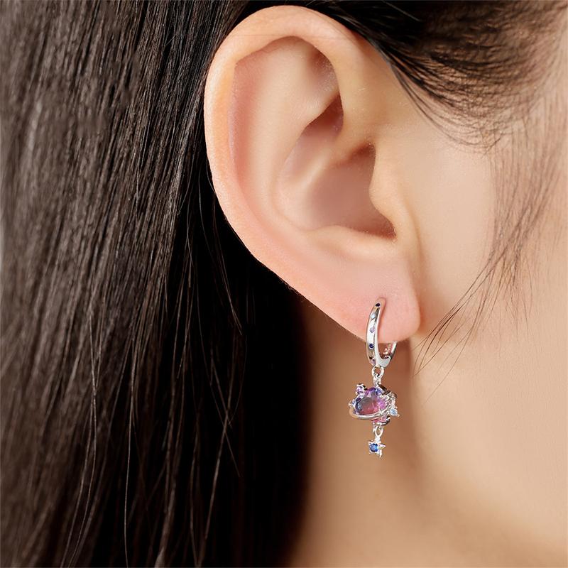 barbie Colorful Love Planet, Elegant and Original Ins Style, 925 Silver Synthetic Cubic Zirconia Earrings, Women's Style ZJYES-YS-225