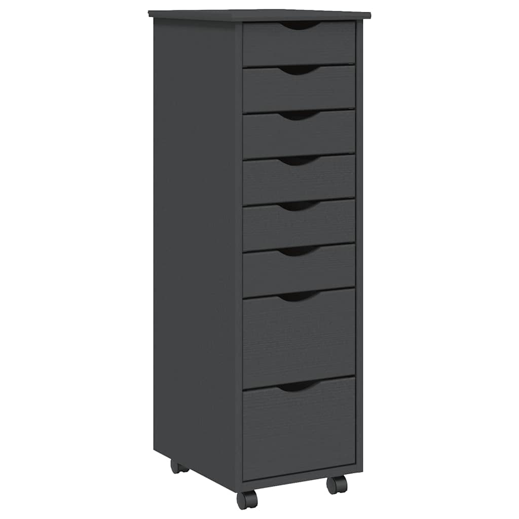 Mobile Drawer Cabinet MOSS Grey Solid Pine Wood