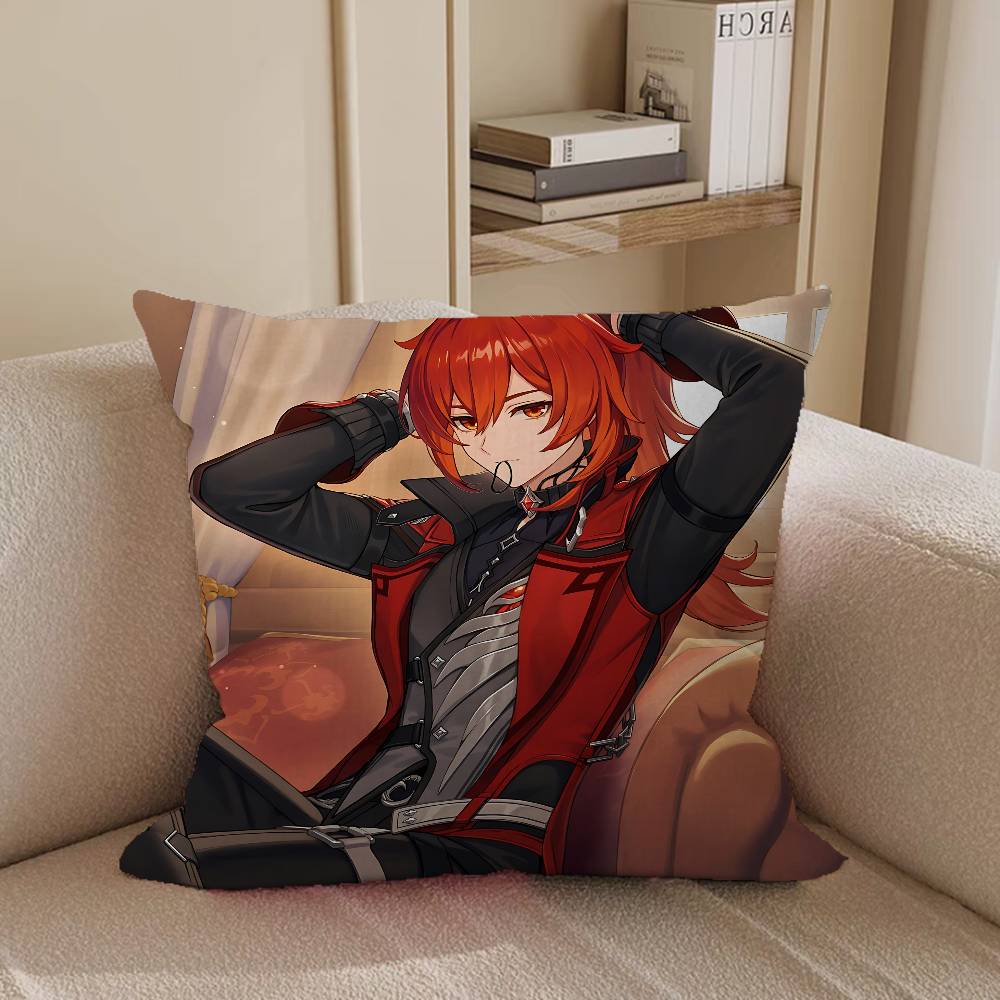 Diluc Ragnvindr Personalized Picture Text Home Decorative Pillows Household Gifts 45x45cm