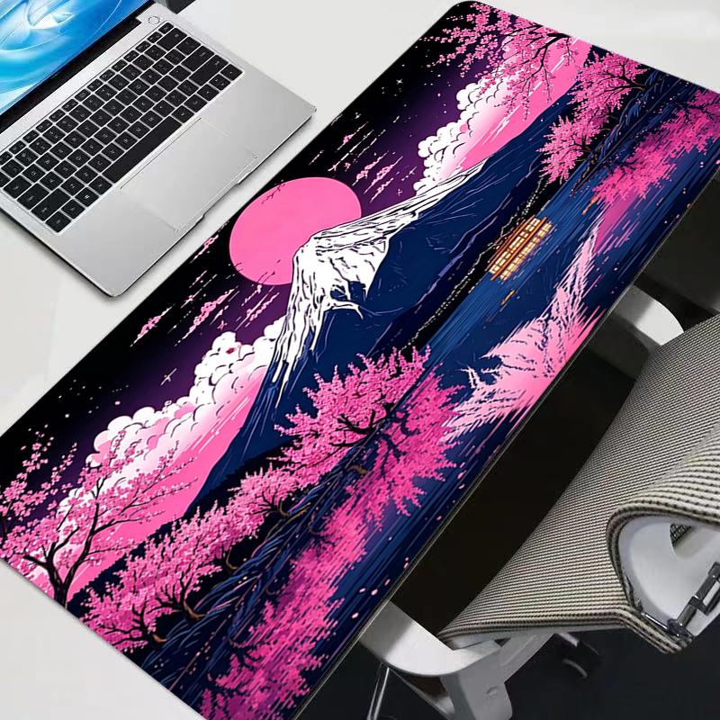 Large Mouse Pad Fuji Mountain Cherry Blossoms Notbook Desk Mat Rubber Gamer carpet Keyboard Rug Non-Slip Esports Gaming Mousepad