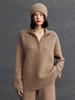Women's Cashmere Half-Zip Lapel Solid Sweater - 2026 Autumn/Winter Collection, Loose & Slimming Design