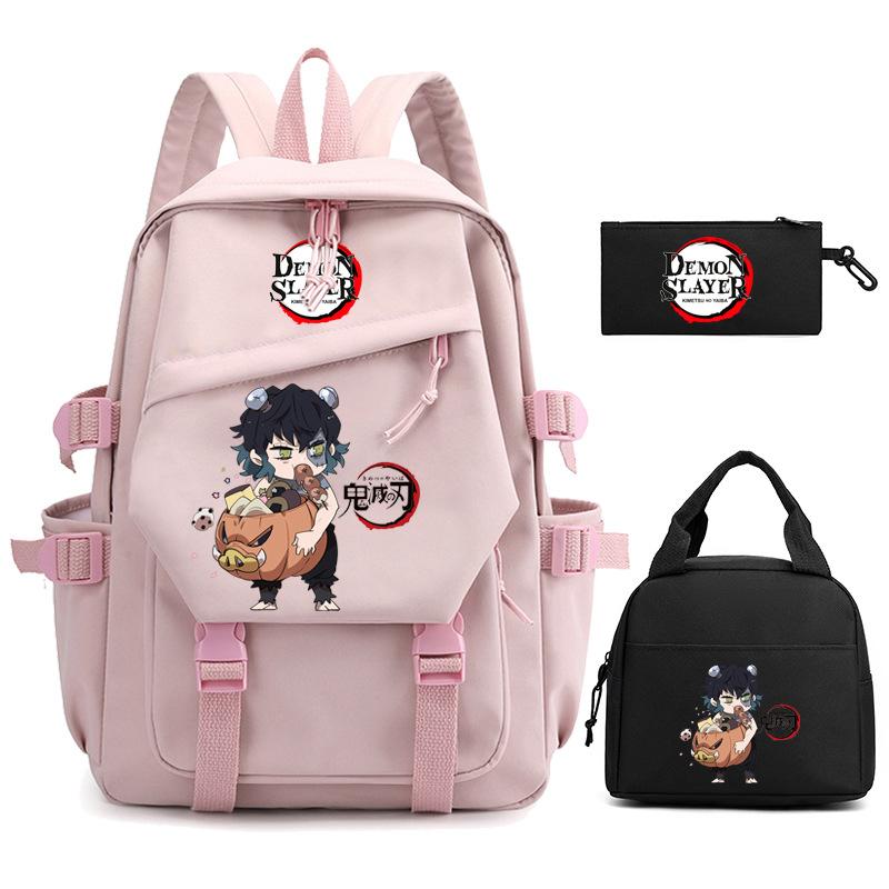 Ghost Extermination Surrounding Animation Schoolbag Trend Primary And Secondary School Students Leisure Backpack College Meal Bag Pencil Bag Set