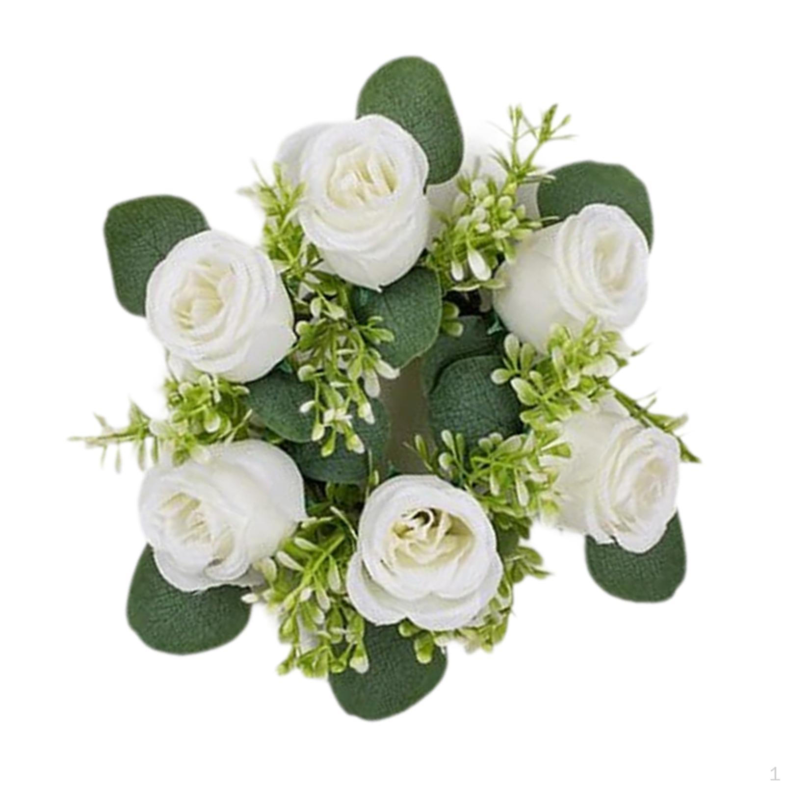 

Искусственное цветочное кольцо для свечи, искусственные цветочные композиции, венок на День святого Валентина White